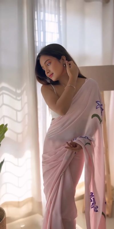 SC 408 Pink Color Pure Soft Georgette Silk Pari Work Saree Casual, Wedding, Festive, Events . Expected Delivery 4-6 Working Days @1599/- only | Bollywood Sarees, Creative Sarees, Designer Sarees, Embroidered Sarees, Ethnic Saree, Modern Digital sarees, Party Wear Sarees, Sarees