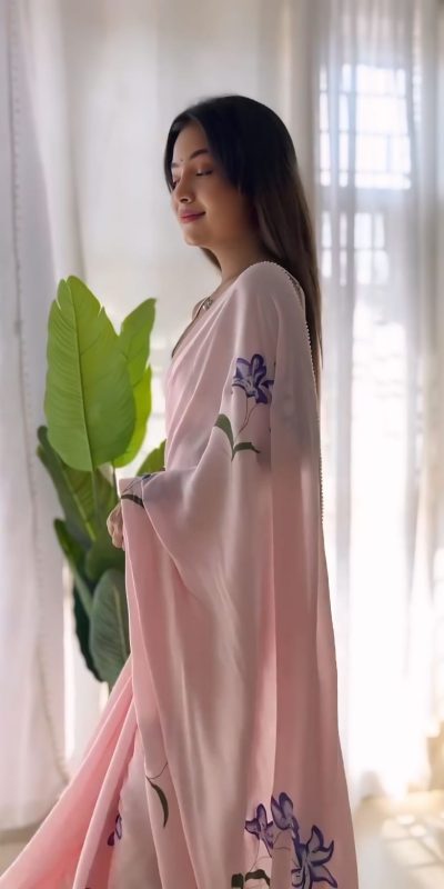 SC 408 Pink Color Pure Soft Georgette Silk Pari Work Saree Casual, Wedding, Festive, Events . Expected Delivery 4-6 Working Days @1599/- only | Bollywood Sarees, Creative Sarees, Designer Sarees, Embroidered Sarees, Ethnic Saree, Modern Digital sarees, Party Wear Sarees, Sarees