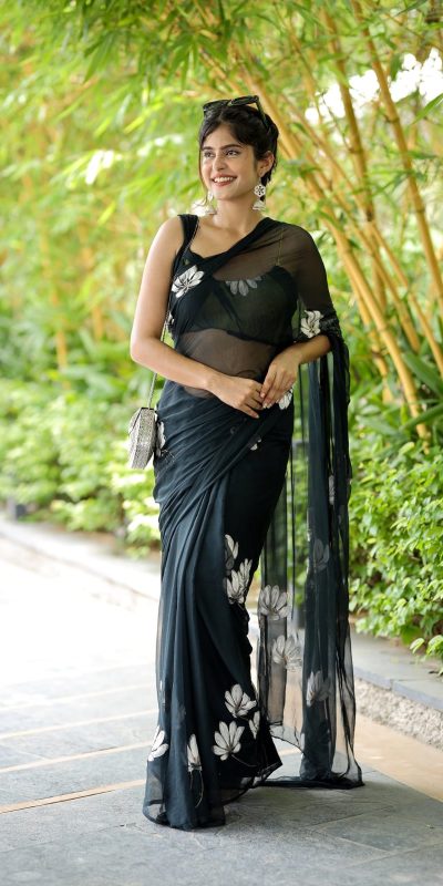 SC 411 Black Color Soft Georgette Silk All Over Saree Casual, Wedding, Festive, Events . Expected Delivery 4-6 Working Days @1599/- only | Bollywood Sarees, Creative Sarees, Designer Sarees, Embroidered Sarees, Ethnic Saree, Modern Digital sarees, Party Wear Sarees, Sarees