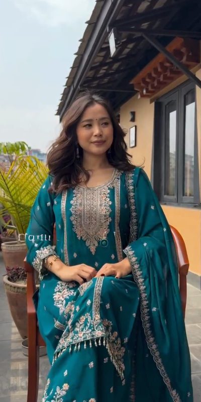 DC G90 Blue Chinon Chinon Embroidery Work Fancy Moti lace Salwar Suit Casual, Wedding, Festive, Events . Expected Delivery 4-6 Working Days @2049/- only | Jump Suits, Casual Suits, Creative suits, Designer Suits, Palazzo Suits, Party Wear Suits, Patiala Suits, Salwar suit, Straight Suits