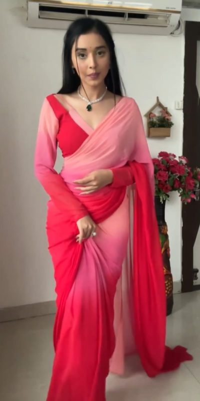 SC 226 Pink Red Color Soft Georgette Silk Ready To Wear Saree Casual, Wedding, Festive, Events . Expected Delivery 4-6 Working Days @1549/- only | Bollywood Sarees, Creative Sarees, Designer Sarees, Embroidered Sarees, Ethnic Saree, Modern Digital sarees, Party Wear Sarees, Sarees