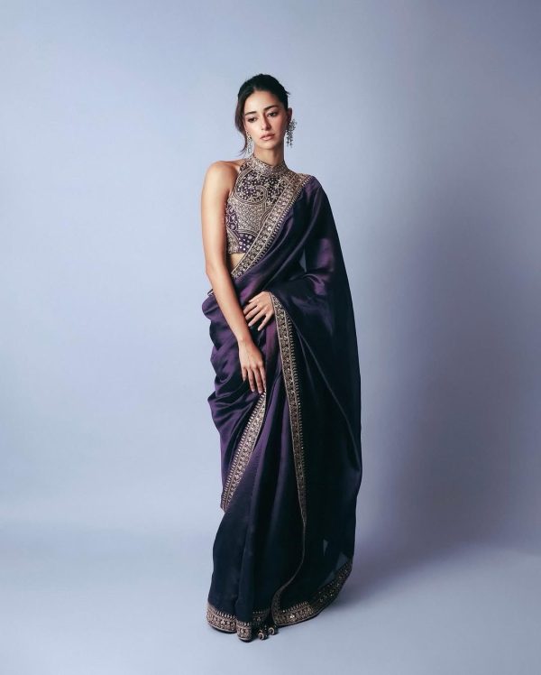 Glowing Royal Blue Color Jimmy Chu Work Thread Sequence work Saree