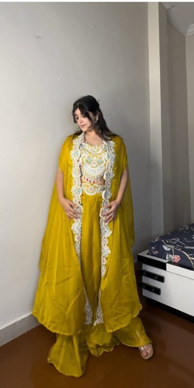 BE 338 Yellow Color Georgette Sequence Diamond Work Dhoti Suit Casual, Wedding, Festive, Events . Expected Delivery 4-6 Working Days @1999/- only | Jump Suits, Casual Suits, Creative suits, Designer Suits, Palazzo Suits, Party Wear Suits, Patiala Suits, Salwar suit, Straight Suits