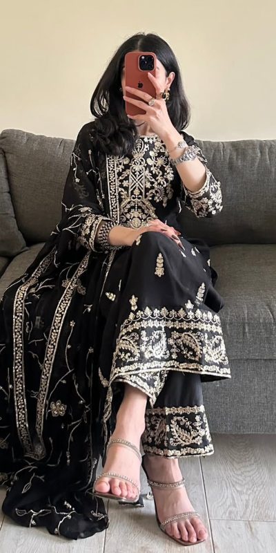 RTC 5853 Black Color Georgette thread with Sequence Salwar Suit Casual, Wedding, Festive, Events . Expected Delivery 4-6 Working Days @2299/- only | Jump Suits, Casual Suits, Creative suits, Designer Suits, Palazzo Suits, Party Wear Suits, Patiala Suits, Salwar suit, Straight Suits