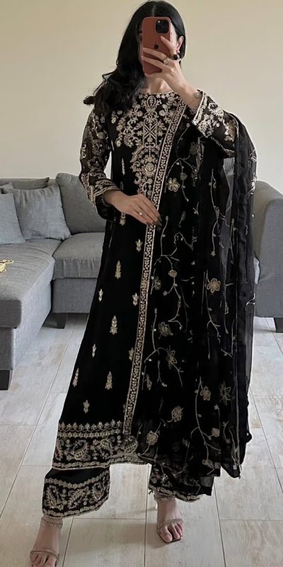 RTC 5853 Black Color Georgette thread with Sequence Salwar Suit Casual, Wedding, Festive, Events . Expected Delivery 4-6 Working Days @2299/- only | Jump Suits, Casual Suits, Creative suits, Designer Suits, Palazzo Suits, Party Wear Suits, Patiala Suits, Salwar suit, Straight Suits