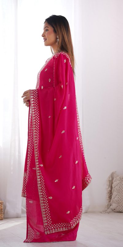 KB 282 Pink Color Chinon Silk Embroidery Jari Work Salwar Suit Casual, Wedding, Festive, Events . Expected Delivery 4-6 Working Days @1949/- only | Jump Suits, Casual Suits, Creative suits, Designer Suits, Palazzo Suits, Party Wear Suits, Patiala Suits, Salwar suit, Straight Suits