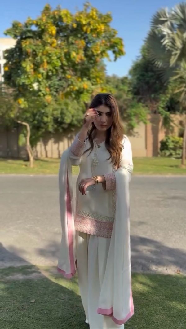 Nice White Color Roman Silk Sequence Embroidery Salwar Suit