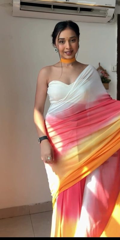 SC 234 Multi Color Soft Georgette Silk Ready To Wear Saree Casual, Wedding, Festive, Events . Expected Delivery 4-6 Working Days @1549/- only | Bollywood Sarees, Creative Sarees, Designer Sarees, Embroidered Sarees, Ethnic Saree, Modern Digital sarees, Party Wear Sarees, Sarees