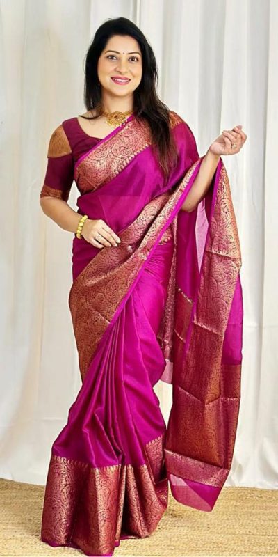 KP 3042 Pink Color Soft Litchi Silk Jacquard Work Saree Casual, Wedding, Festive, Events . Expected Delivery 4-6 Working Days @1349/- only | Bollywood Sarees, Creative Sarees, Designer Sarees, Embroidered Sarees, Ethnic Saree, Modern Digital sarees, Party Wear Sarees, Sarees