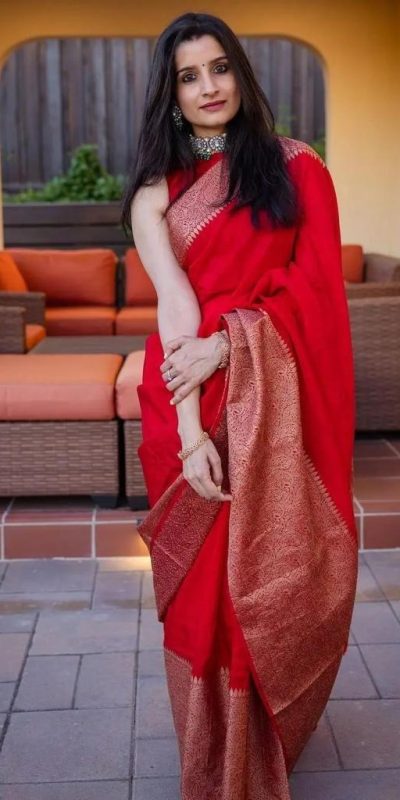 KP 3042 Red Color Soft Litchi Silk Jacquard Work Saree Casual, Wedding, Festive, Events . Expected Delivery 4-6 Working Days @1349/- only | Bollywood Sarees, Creative Sarees, Designer Sarees, Embroidered Sarees, Ethnic Saree, Modern Digital sarees, Party Wear Sarees, Sarees