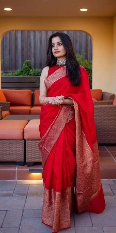 KP 3042 Red Color Soft Litchi Silk Jacquard Work Saree Casual, Wedding, Festive, Events . Expected Delivery 4-6 Working Days @1349/- only | Bollywood Sarees, Creative Sarees, Designer Sarees, Embroidered Sarees, Ethnic Saree, Modern Digital sarees, Party Wear Sarees, Sarees