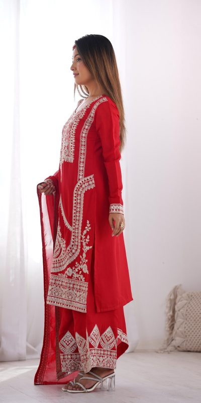 KB 280 Red Color Vichitra Silk Embroidery Sequence Salwar Suit Casual, Wedding, Party, Festive, Events Etc.4-6 Working Days@ 1969/-only | Jump Suits, Casual Suits, Creative suits, Designer Suits, Palazzo Suits, Party Wear Suits, Patiala Suits, Salwar suit, Straight Suits