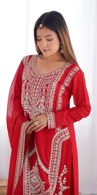 KB 280 Red Color Vichitra Silk Embroidery Sequence Salwar Suit Casual, Wedding, Party, Festive, Events Etc.4-6 Working Days@ 1969/-only | Jump Suits, Casual Suits, Creative suits, Designer Suits, Palazzo Suits, Party Wear Suits, Patiala Suits, Salwar suit, Straight Suits
