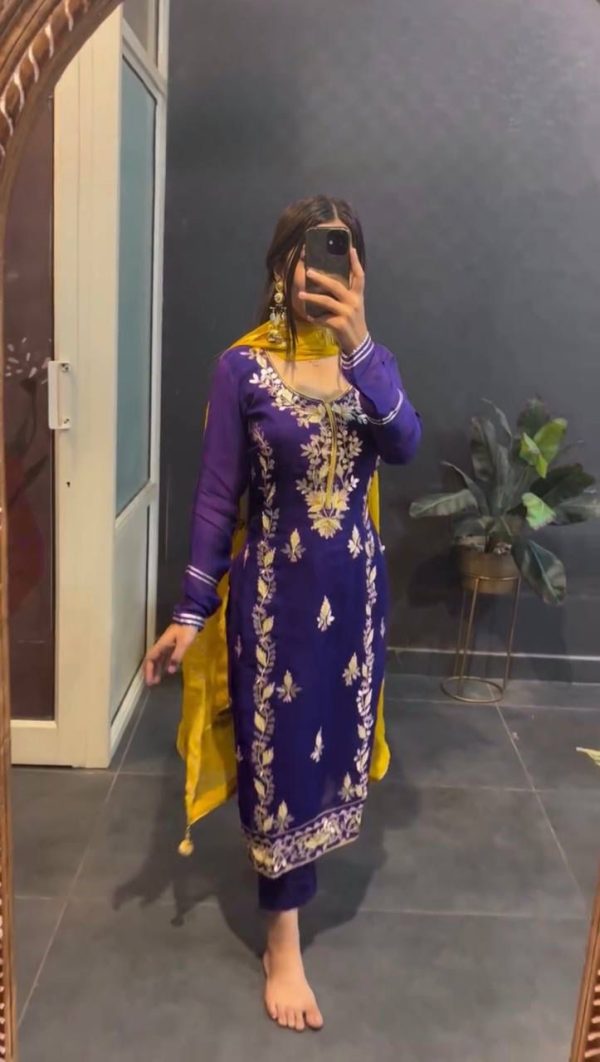 Prefect Purple Color Chinon Silk Sequence Work Salwar Suit