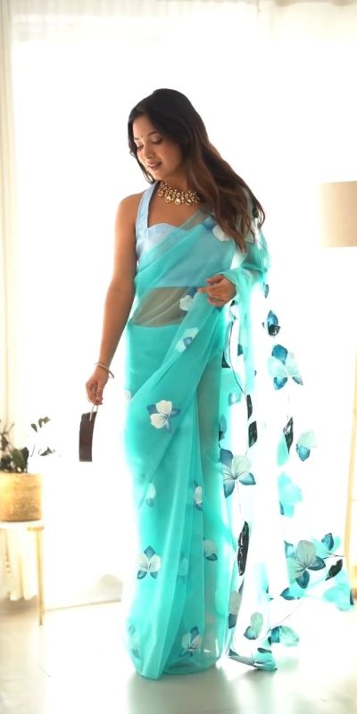 SC 407Sky Blue Color Soft Organza Silk Ready To Wear Saree Casual, Wedding, Festive, Events . Expected Delivery 4-6 Working Days @1599/- only | Bollywood Sarees, Creative Sarees, Designer Sarees, Embroidered Sarees, Ethnic Saree, Modern Digital sarees, Party Wear Sarees, Sarees
