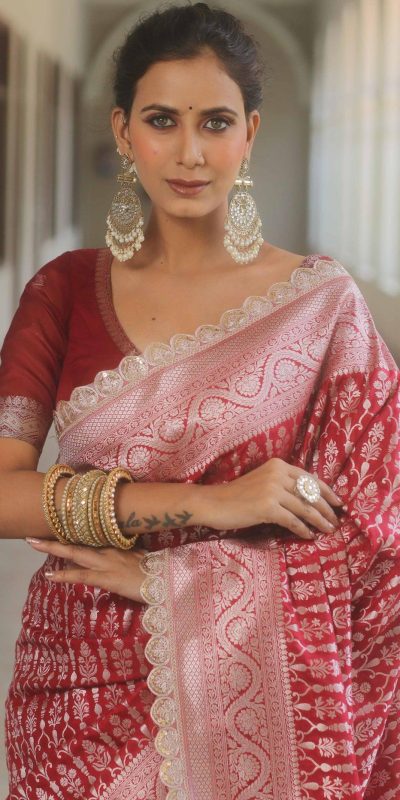 MS 492 Red Color Jacquard Embroidery Cording Lace Saree Casual, Wedding, Festive, Events . Expected Delivery 4-6 Working Days @1449/- only | Bollywood Sarees, Creative Sarees, Designer Sarees, Embroidered Sarees, Ethnic Saree, Modern Digital sarees, Party Wear Sarees, Sarees