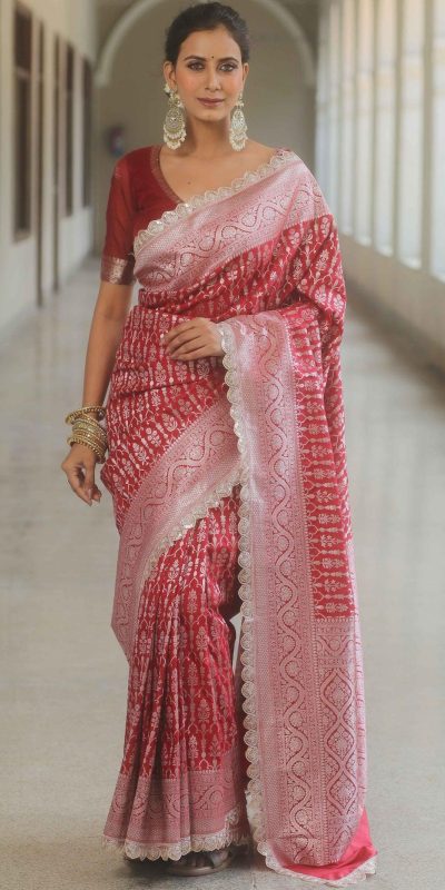 MS 492 Red Color Jacquard Embroidery Cording Lace Saree Casual, Wedding, Festive, Events . Expected Delivery 4-6 Working Days @1449/- only | Bollywood Sarees, Creative Sarees, Designer Sarees, Embroidered Sarees, Ethnic Saree, Modern Digital sarees, Party Wear Sarees, Sarees