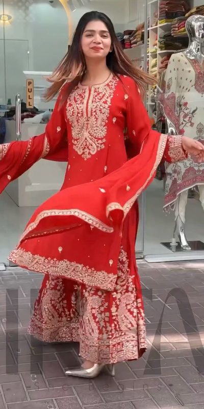 VLM 271 Red Color Chinon Silk With Embroidery Work Salwar Suit Casual, Wedding, Festive, Events . Expected Delivery 4-6 Working Days @2149/- only | Jump Suits, Casual Suits, Creative suits, Designer Suits, Palazzo Suits, Party Wear Suits, Patiala Suits, Salwar suit, Straight Suits