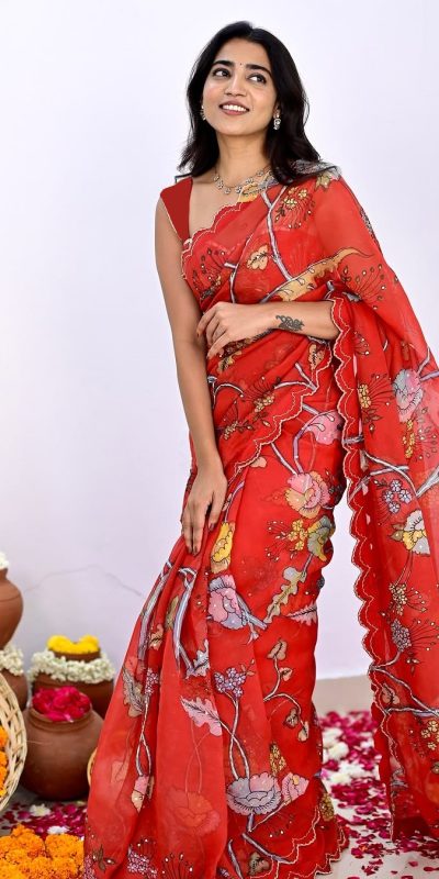BT 415 Red Color Vichitra Silk Digital Prints Mirror Sequence Work Saree Casual, Wedding, Festive, Events . Expected Delivery 4-6 Working Days @1549/- only | Bollywood Sarees, Creative Sarees, Designer Sarees, Embroidered Sarees, Ethnic Saree, Modern Digital sarees, Party Wear Sarees, Sarees