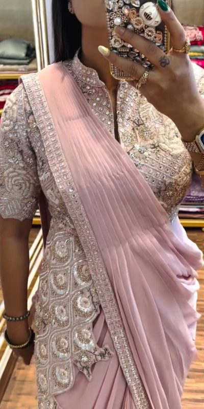 ST 1103 Pink Color Chinon Embroidery Work Ready To Wear Saree Casual, Wedding, Festive, Events . Expected Delivery 4-6 Working Days @2099/- only | Bollywood Sarees, Creative Sarees, Designer Sarees, Embroidered Sarees, Ethnic Saree, Modern Digital sarees, Party Wear Sarees, Sarees