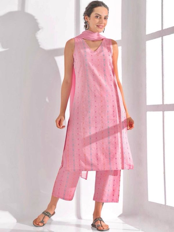 Superb Pink Color Pure Cotton Print Salwar Suit