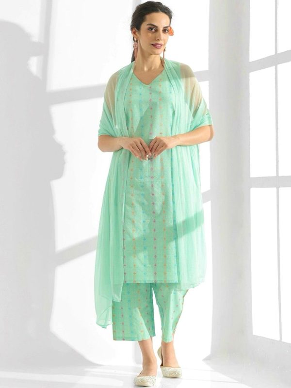 Superb Sky Blue Color Pure Cotton Print Salwar Suit