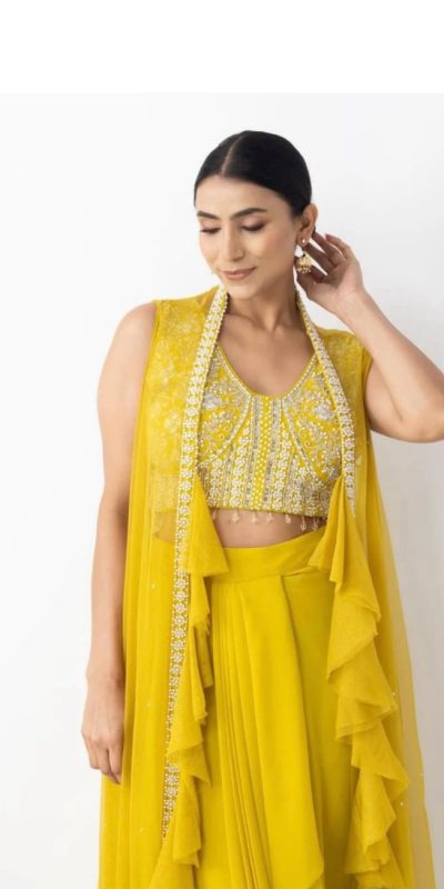 BE 332 Yellow Color Georgette Beads Sequence Work Lace Dhoti Suit Casual, Wedding, Party, Festive, Events Etc.4-6 Working Days@ 2099/-only | Jump Suits, Casual Suits, Creative suits, Designer Suits, Palazzo Suits, Party Wear Suits, Patiala Suits, Salwar suit, Straight Suits