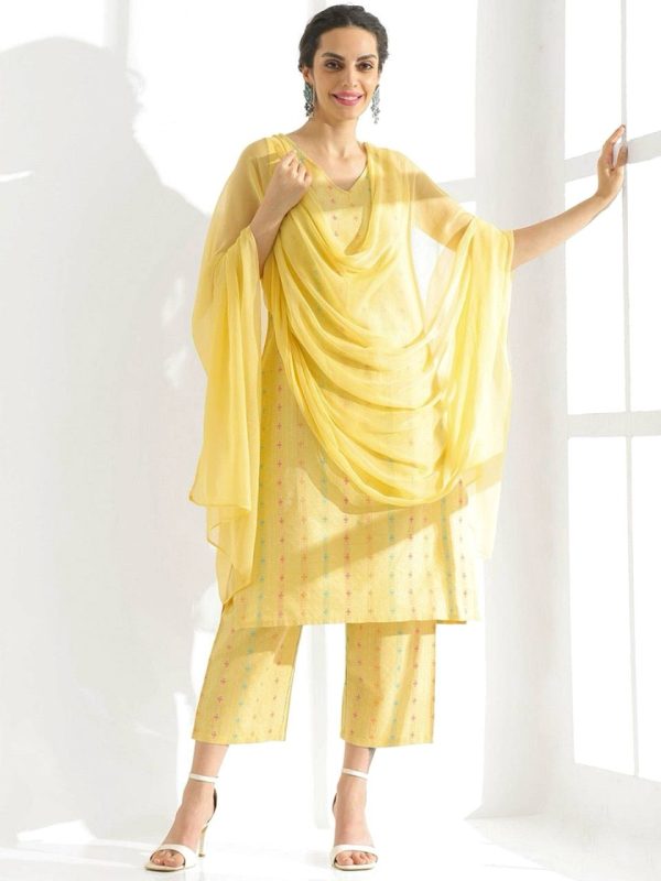 Superb Yellow Color Pure Cotton Print Salwar Suit