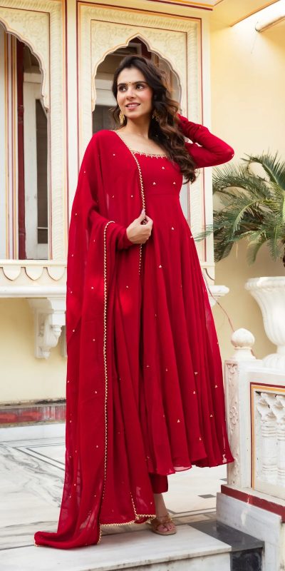 RTC 5857 Red Color Georgette Handwork Real Diamond Salwar Suit Casual, Wedding, Festive, Events . Expected Delivery 4-6 Working Days @2049/- only | Jump Suits, Casual Suits, Creative suits, Designer Suits, Palazzo Suits, Party Wear Suits, Patiala Suits, Salwar suit, Straight Suits