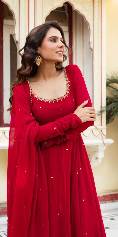 RTC 5857 Red Color Georgette Handwork Real Diamond Salwar Suit Casual, Wedding, Festive, Events . Expected Delivery 4-6 Working Days @2049/- only | Jump Suits, Casual Suits, Creative suits, Designer Suits, Palazzo Suits, Party Wear Suits, Patiala Suits, Salwar suit, Straight Suits