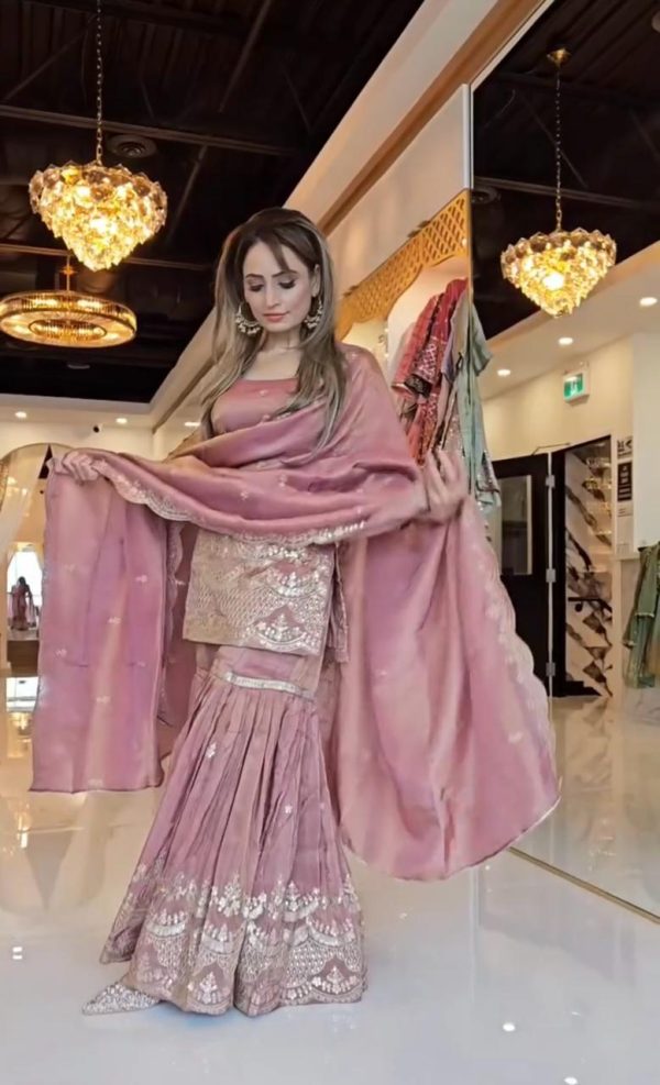 Trendy Onion Color Chinon Silk Sequence Work Salwar Suit