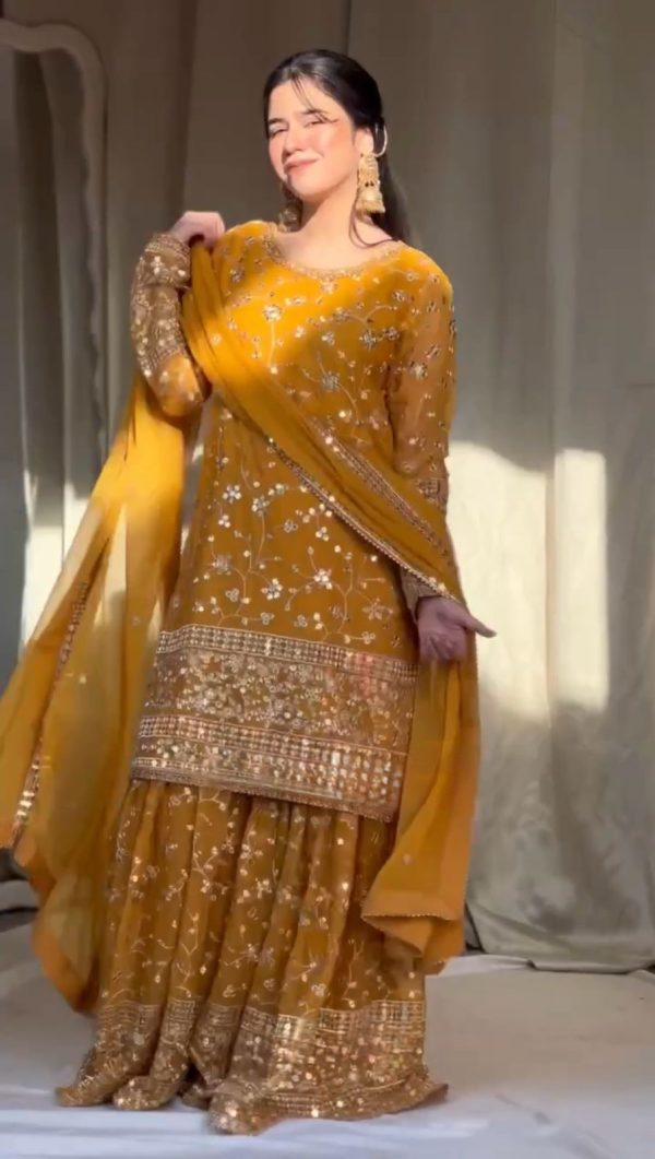 Trendy Yellow Color Georgette Thread 9mm Sequence Salwar Suit