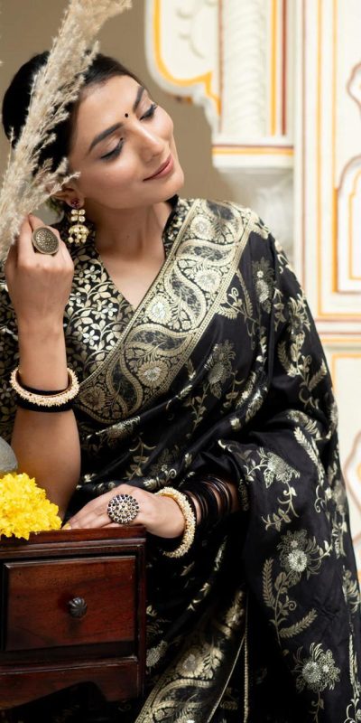 MB 494 Black Color Soft Litchi Silk All Over Weaving Saree Casual, Wedding, Festive, Events . Expected Delivery 4-6 Working Days @1199/- only | Bollywood Sarees, Creative Sarees, Designer Sarees, Embroidered Sarees, Ethnic Saree, Modern Digital sarees, Party Wear Sarees, Sarees