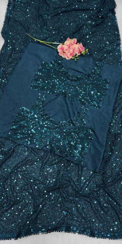 DF 3433 Blue Color Georgette 5mm Khichdi Sequence Embroidery Work Saree Casual, Wedding, Festive, Events . Expected Delivery  4-6 Working Days @1799/- only                                                                                | Bollywood Sarees, Creative Sarees, Designer Sarees, Embroidered Sarees, Ethnic Saree, Modern Digital sarees, Party Wear Sarees, Sarees