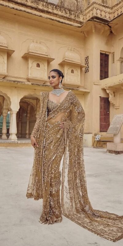 DF 3441 Chiku Color Mono Net Heavy 5mm Sequins Embroidery Work Saree Casual, Wedding, Festive, Events . Expected Delivery 4-6 Working Days @1799/- only | Bollywood Sarees, Creative Sarees, Designer Sarees, Embroidered Sarees, Ethnic Saree, Modern Digital sarees, Party Wear Sarees, Sarees