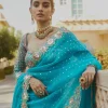 Firozi Georgette Sequence Print Saree