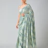 Firozi Georgette Sequins Work Saree