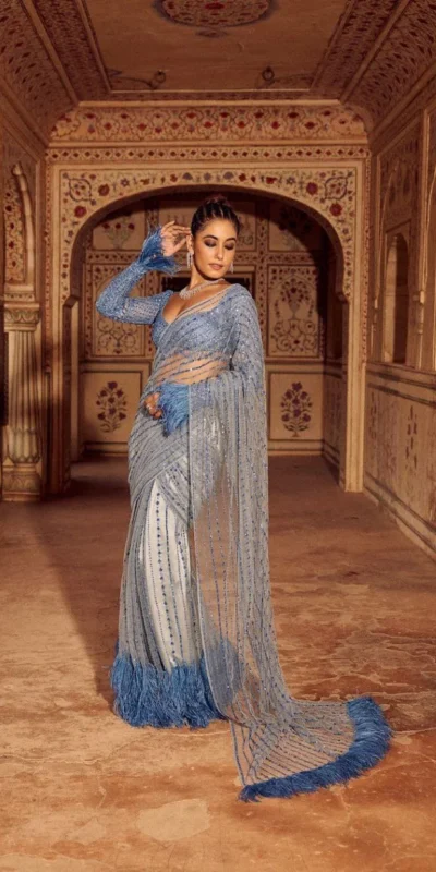 DF 3446 Firozi Color Mono Net 5mm Multy & Sequins Embroidery Work Saree Casual, Wedding, Festive, Events . Expected Delivery  4-6 Working Days @1759/- only                                                                                | Bollywood Sarees, Creative Sarees, Designer Sarees, Embroidered Sarees, Ethnic Saree, Modern Digital sarees, Party Wear Sarees, Sarees