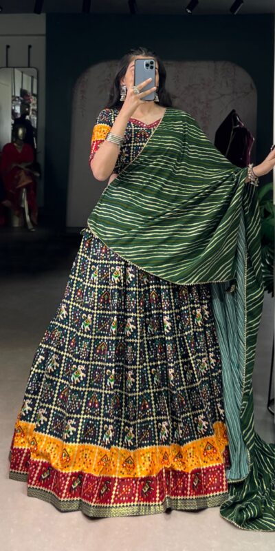 LNB 1638 Green Color Cotton Printed With Foil Work Lehenga Choli Wedding, Party, Festive, Events Etc. Delivery 4-6 Working Days Rs 1999 | Bollywood Lehenga, Creative Lehenga, Designer Lehenga, Embroidered Lehenga, Lehenga, Party Wear Lehenga