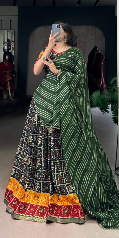 LNB 1638 Green Color Cotton Printed With Foil Work Lehenga Choli Wedding, Party, Festive, Events Etc. Delivery 4-6 Working Days Rs 1999 | Bollywood Lehenga, Creative Lehenga, Designer Lehenga, Embroidered Lehenga, Lehenga, Party Wear Lehenga