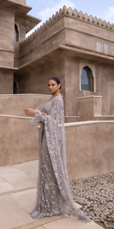 DF 3395 Grey Color Mono Net 5mm Multi & Sequins Embroidery Work Saree Casual, Wedding, Festive, Events . Expected Delivery 4-6 Working Days @1799/- only | Bollywood Sarees, Creative Sarees, Designer Sarees, Embroidered Sarees, Ethnic Saree, Modern Digital sarees, Party Wear Sarees, Sarees