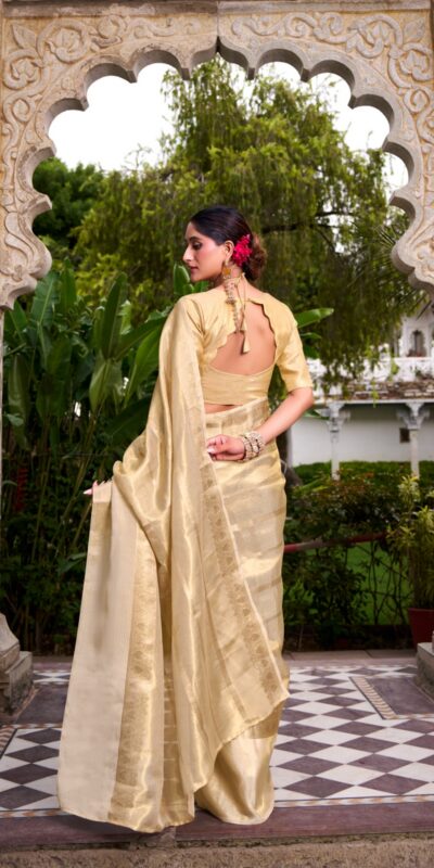 YNF 7204 Off White Color Gold Tissue Zari Weaving Work Saree Casual, Wedding, Festive, Events . Expected Delivery 4-6 Working Days @1499/- only | Bollywood Sarees, Creative Sarees, Designer Sarees, Embroidered Sarees, Ethnic Saree, Modern Digital sarees, Party Wear Sarees, Sarees
