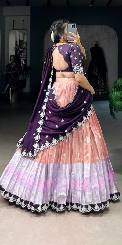 LNB 2024 Peach Color Zari Kota Weaving Work Sequins Thread Embroidery Lehenga Choli Festive Party Wedding, Events etc. Delivery 4-6 Working Days @2999/- | Bollywood Lehenga, Creative Lehenga, Designer Lehenga, Embroidered Lehenga, Lehenga, Party Wear Lehenga