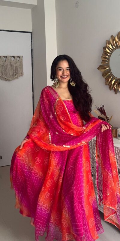BE 388 Pink Color Faux Georgette With Print And Lace Work Gown Casual, Wedding, Festive, Events . Expected Delivery 4-6 Working Days @1999/- only | Bollywood Gowns, Creative Gowns, Designer Gowns, Embroidered Gowns, Gowns, Party Wear Gowns