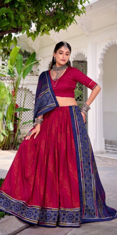 LNB 1250 Pink Color Tasar Silk Bandhej Print With Gotta Patti Lace Lehenga Choli Festive Party Wedding, Events etc. Delivery 4-6 Working Days @2149/- | Bollywood Lehenga, Creative Lehenga, Designer Lehenga, Embroidered Lehenga, Lehenga, Party Wear Lehenga