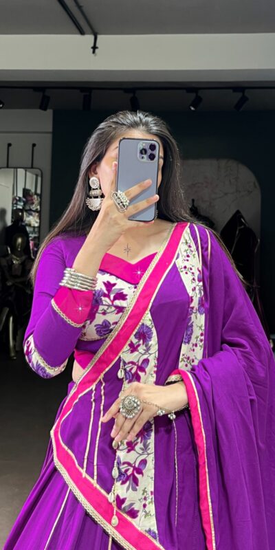 LNB 1618 Purple Color Printed And Original Mirror Hand Work With Lace Lehenga Choli Wedding, Party, Festive, Events Etc. Delivery 4-6 Working Days Rs 4249 | Bollywood Lehenga, Creative Lehenga, Designer Lehenga, Embroidered Lehenga, Lehenga, Party Wear Lehenga