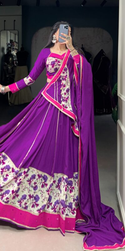 LNB 1618 Purple Color Printed And Original Mirror Hand Work With Lace Lehenga Choli Wedding, Party, Festive, Events Etc. Delivery 4-6 Working Days Rs 4249 | Bollywood Lehenga, Creative Lehenga, Designer Lehenga, Embroidered Lehenga, Lehenga, Party Wear Lehenga