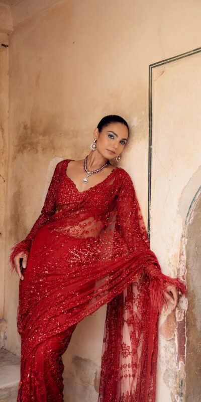DF 3461 Red Color Butterfly Net 5mm Sequins Embroidery work Saree Saree Casual, Wedding, Festive, Events . Expected Delivery  4-6 Working Days @1799/- only                                                                                | Bollywood Sarees, Creative Sarees, Designer Sarees, Embroidered Sarees, Ethnic Saree, Modern Digital sarees, Party Wear Sarees, Sarees