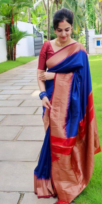 KP 3053 Royal Blue Soft Lichi Silk With Lace Jacquard Border Saree Work. Grab it for ₹1449. Delivery 4-6 Working Days. Shop now. | Bollywood Sarees, Creative Sarees, Designer Sarees, Embroidered Sarees, Ethnic Saree, Modern Digital sarees, Party Wear Sarees, Sarees