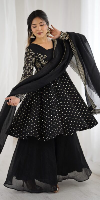 ZSR 3134 Black Crunchy Silk Salwar Suit Perfect for Wedding, Party, Sangeet, Anniversary, Housewarming Introductory Price ₹2399. Delivery 4-6 | Jump Suits, Casual Suits, Creative suits, Designer Suits, Palazzo Suits, Party Wear Suits, Patiala Suits, Salwar suit, Straight Suits